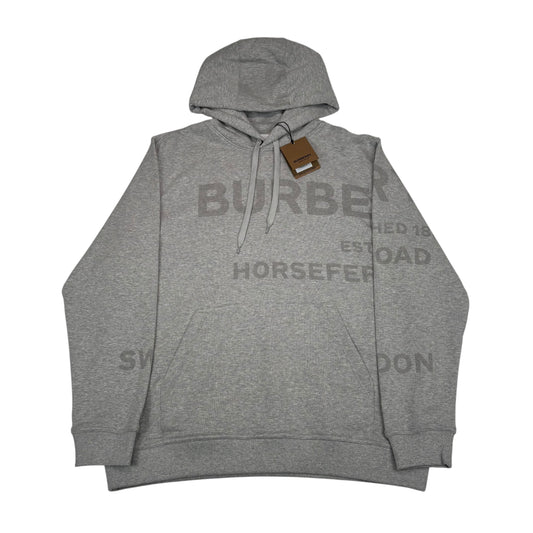 Burberry Grey Spell Out Logo Cotton Pullover Hoodie