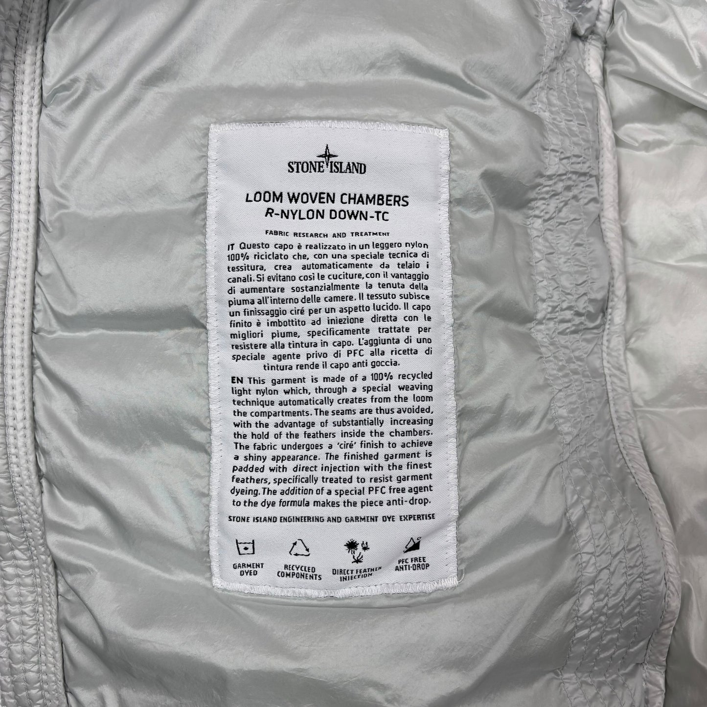 Stone Island Ice Blue Loom Woven Chambers R-Nylon Down-TC Compass Patch Jacket