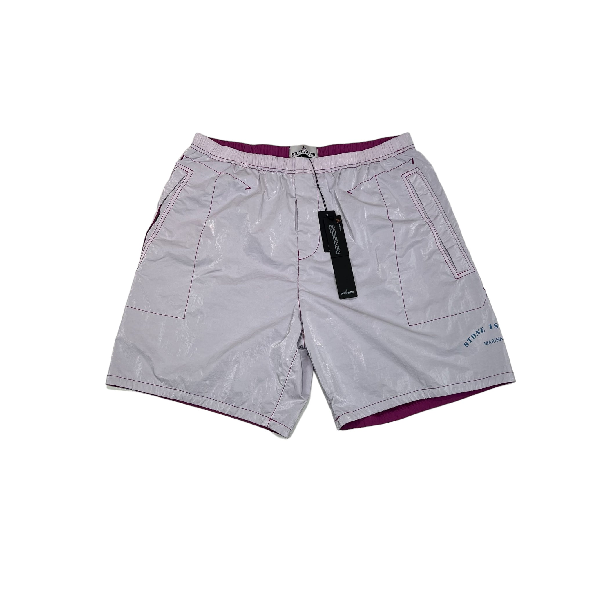 Stone Island Purple Marina Logo Print Swim Shorts