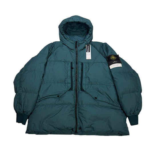 Stone Island Garment Dyed Crinkle Reps R-NY Down Hooded Jacket – Teal