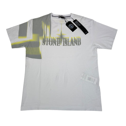 Stone Island White Rubberised Spray Logo Tshirt