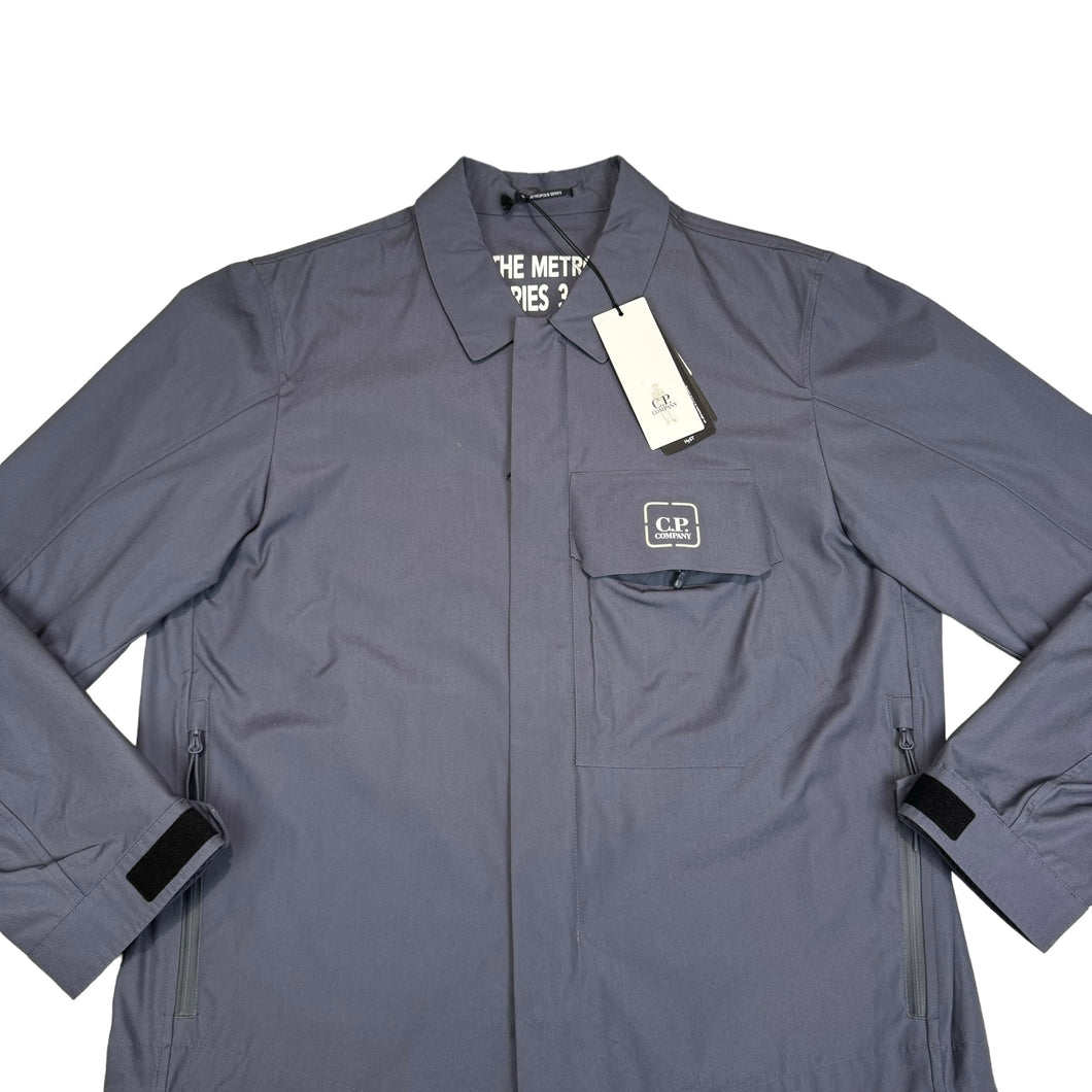 CP Company Total Eclipse Blue Metropolis Series HYST Tela Waterproof Logo-Print Overshirt Jacket