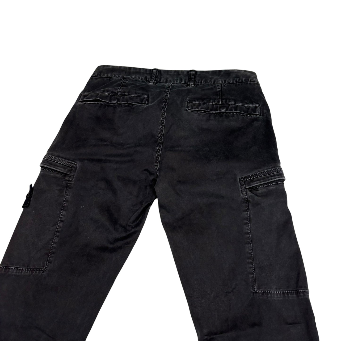 Stone Island Black Compass-Patch Cotton Cargo Trousers