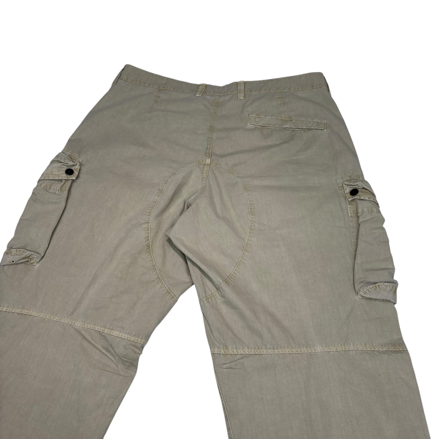 Stone Island Cream Compass-Patch Brushed Cotton Cargo Trouser