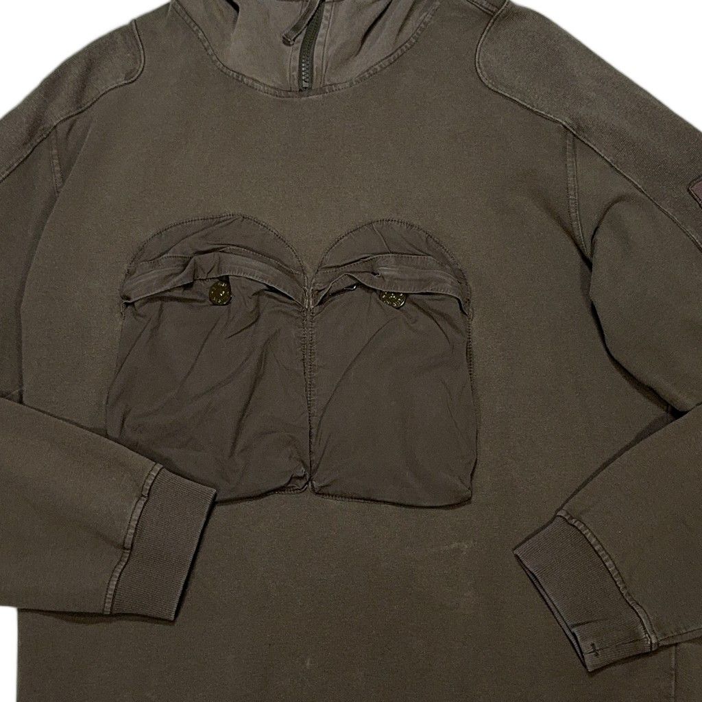 Stone Island Half-Zip Green Ghost Cargo Pocket Hoodie – Green