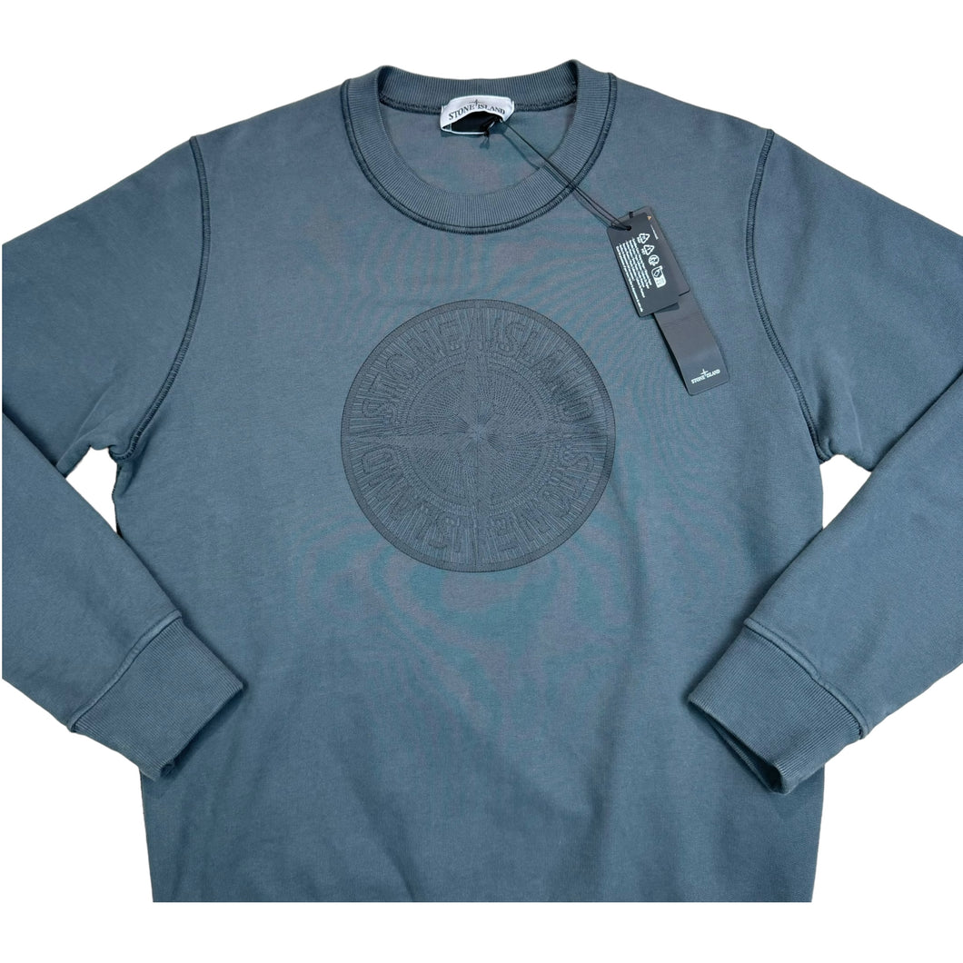 Stone Island Grey Embroidered-Design Crew Neck Jumper