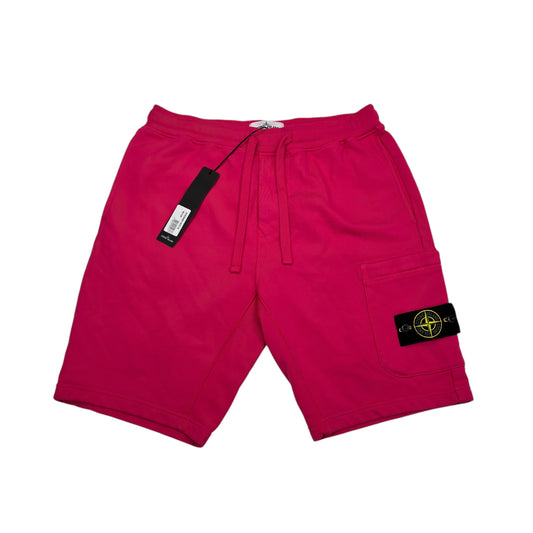 Stone Island Hot Pink Cotton Compass-Patch Shorts