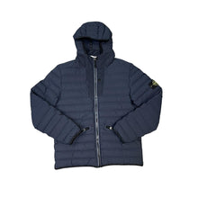 Load image into Gallery viewer, Stone Island Navy Blue Loom Woven Down Chambers Stretch Nylon-TC Coat
