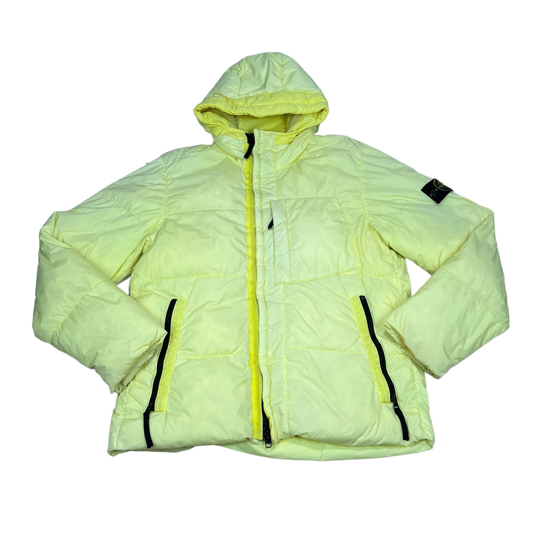 Stone Island Yellow Garment Dyed Crinkle Reps NY Down Coat