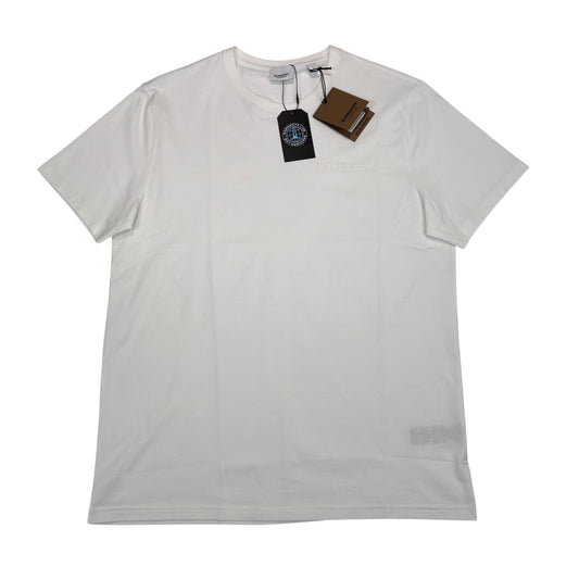 Burberry White Logo-Embroidery Tshirt