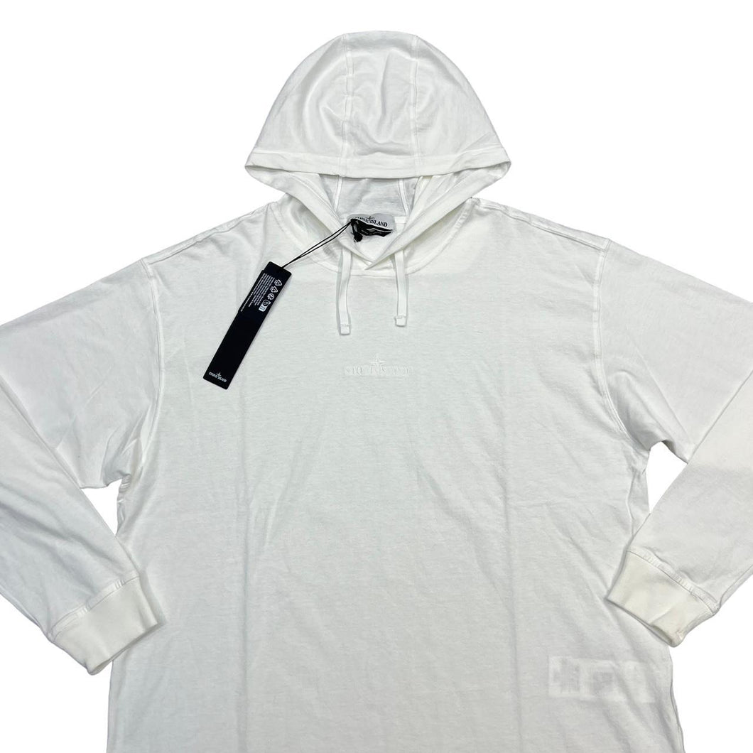 Stone Island White Spell Out Lightweight Pullover Hoody