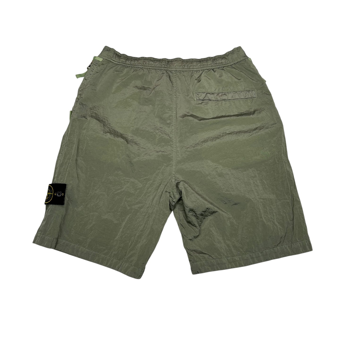Stone Island Green Patch-Logo Nylon Metal in Econyl Regenerated Nylon Shorts