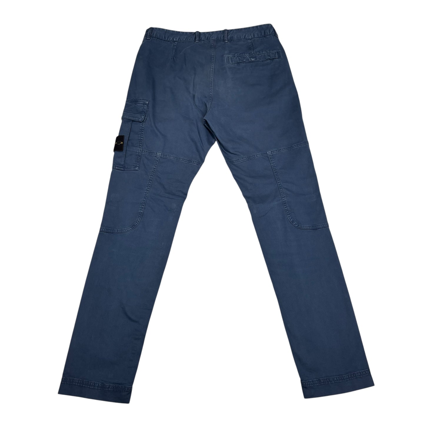 Stone Island Blue Zip-Pockets Brushed Cotton Compass-Patch Cargo Trousers
