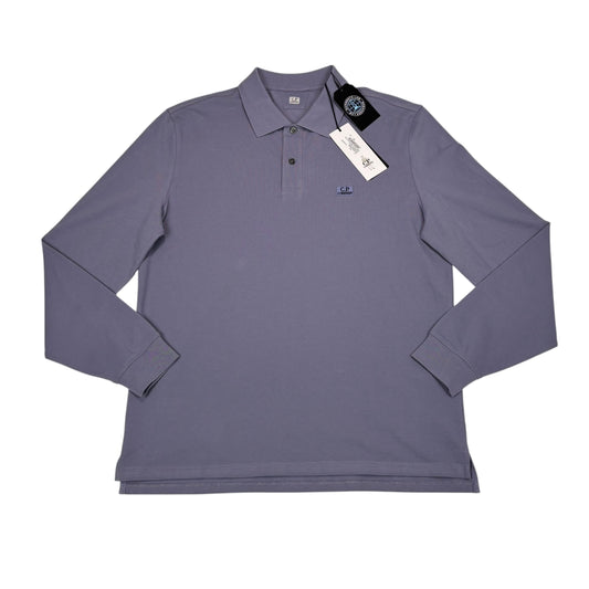 CP Company Lavender Violet Long Sleep Embroidered Box Logo Polo Shirt
