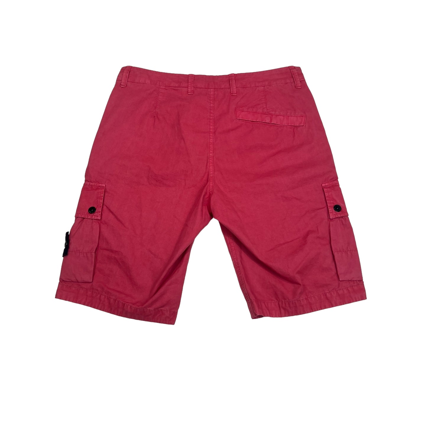 Stone Island Pink Button Pockets Compass-Patch Cargo Shorts