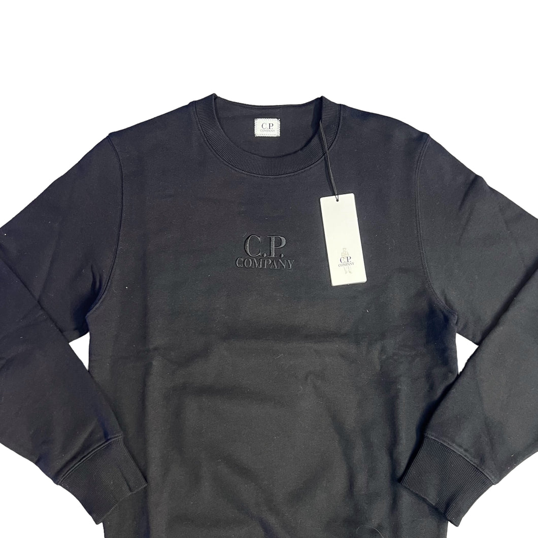 Cp Company Black Diagonal Raised Fleece Logo Sweatshirt