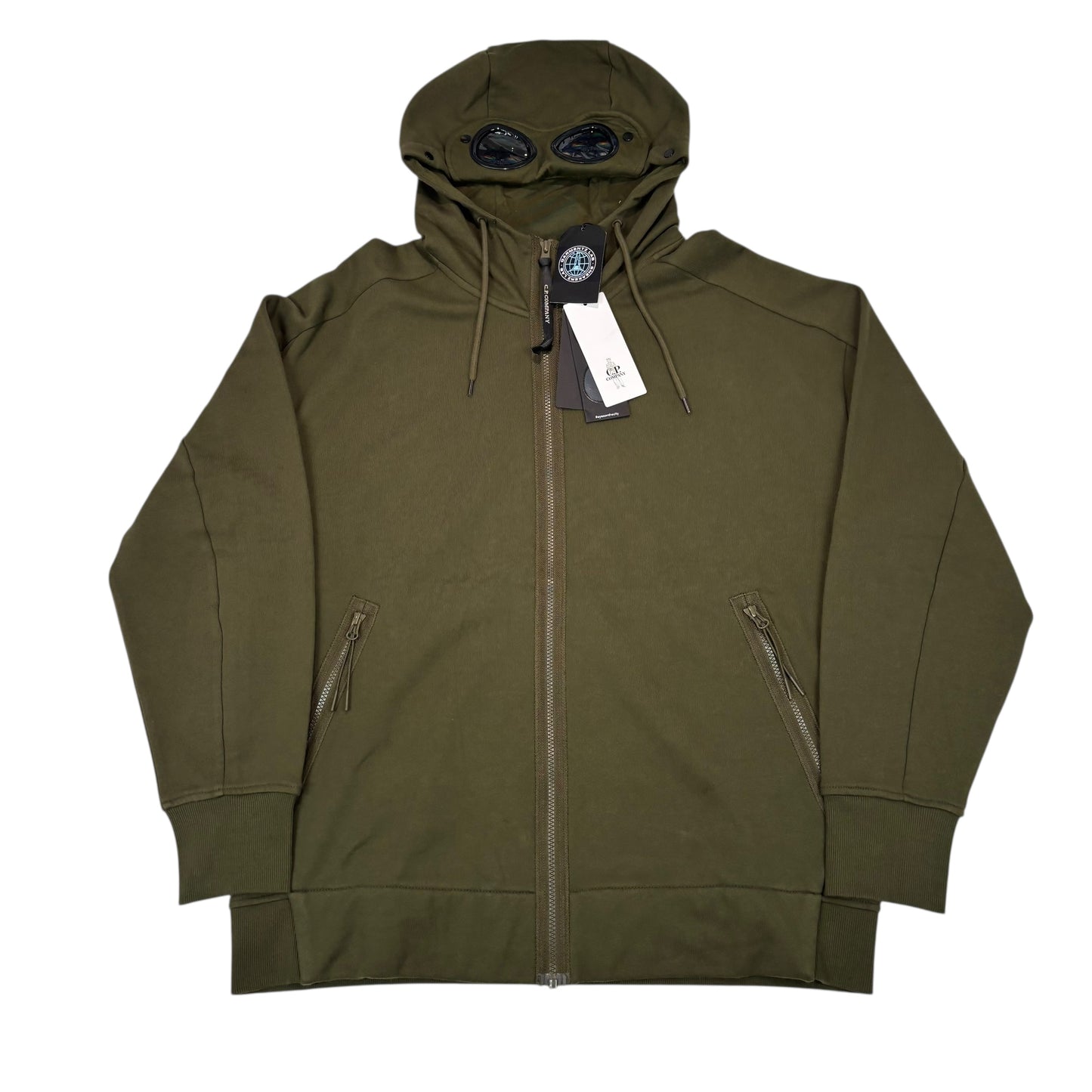CP Conpany Duck Green Double Goggle Zip Up Cotton Jacket