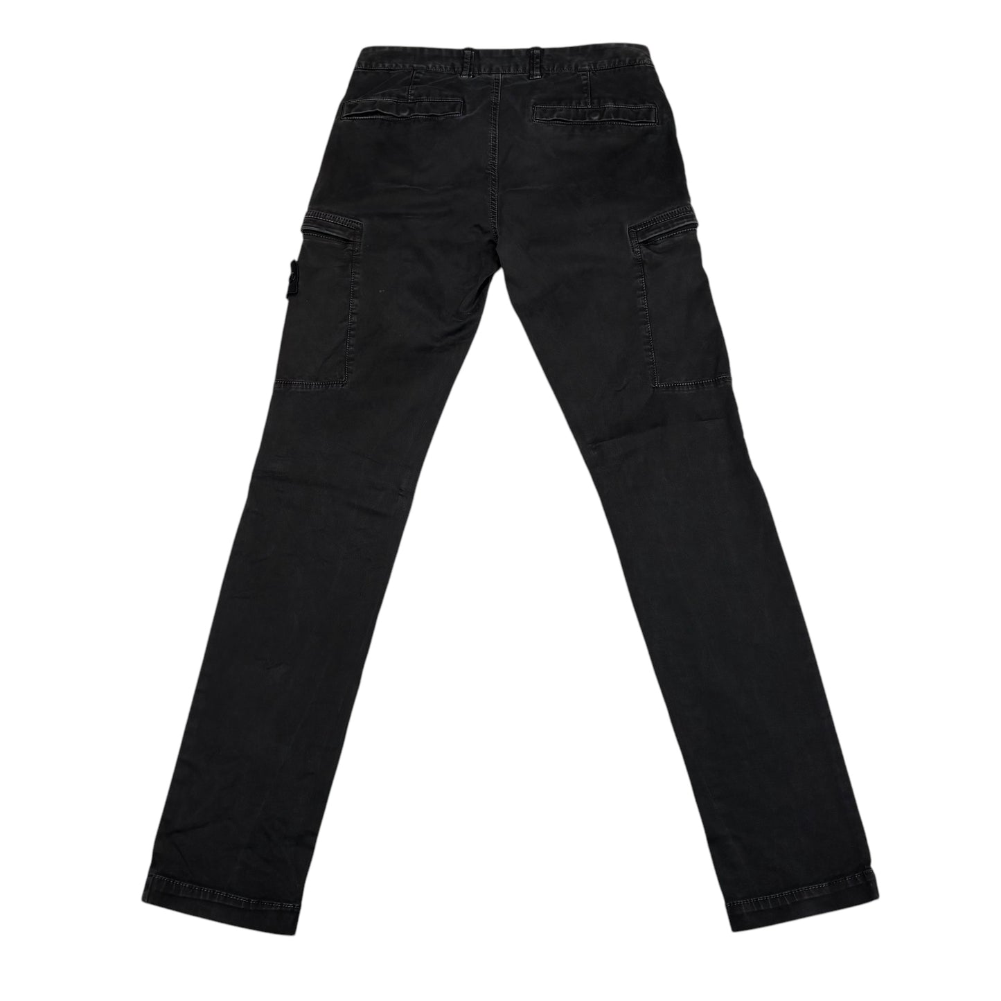 Stone Island Black Compass-Patch Cotton Cargo Trousers