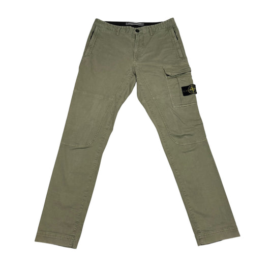 Stone Island Beige Zip-Pockets Brushed Cotton Compass-Patch Cargo Trousers