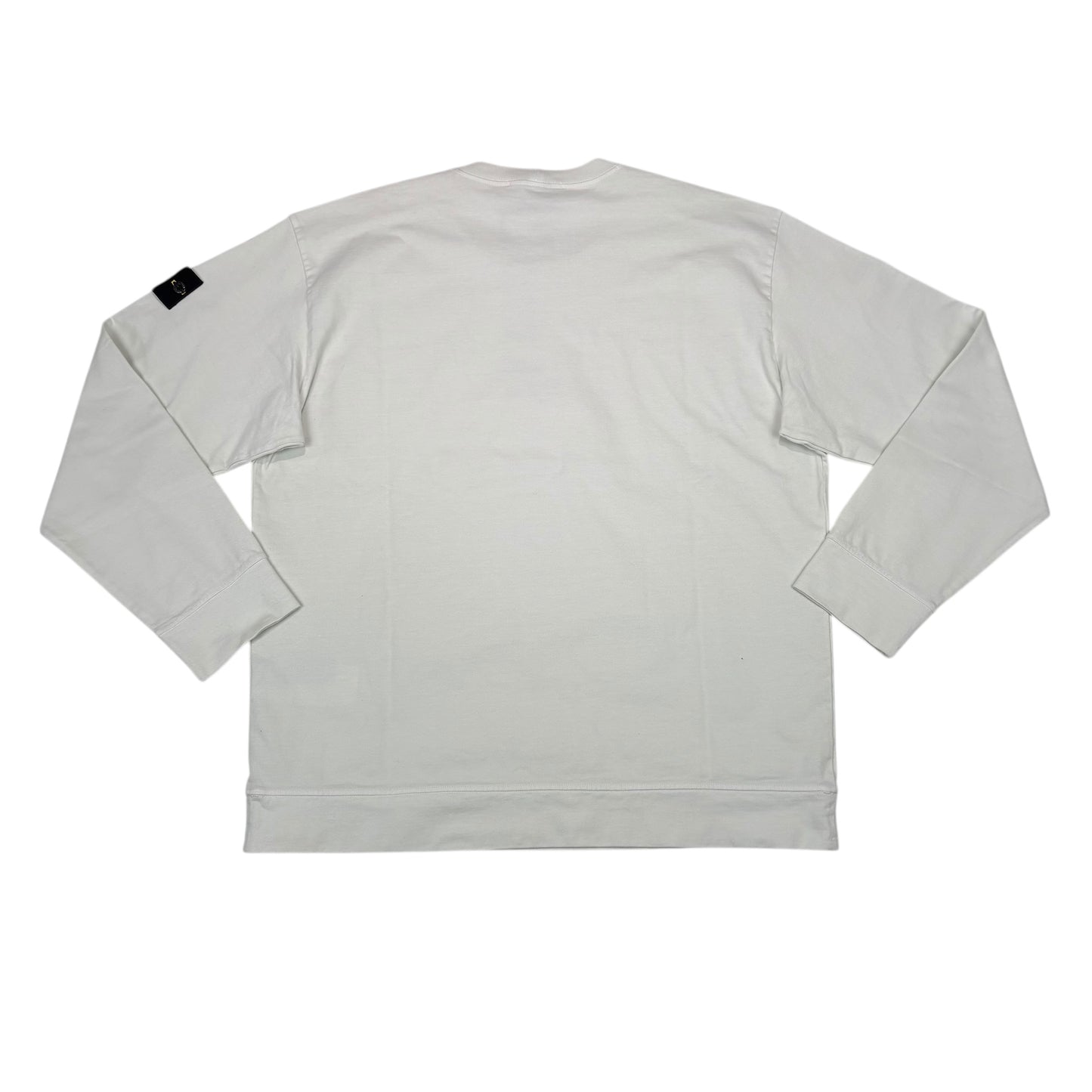 Stone Island White Compass-Patch Crewneck Jumper
