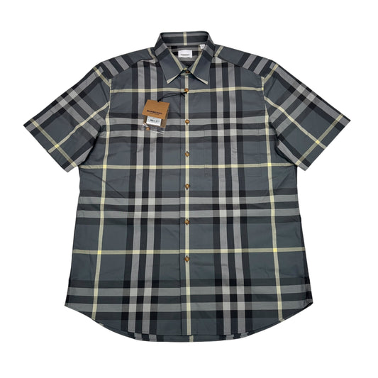 Burberry Grey Checked Button Up Shirt