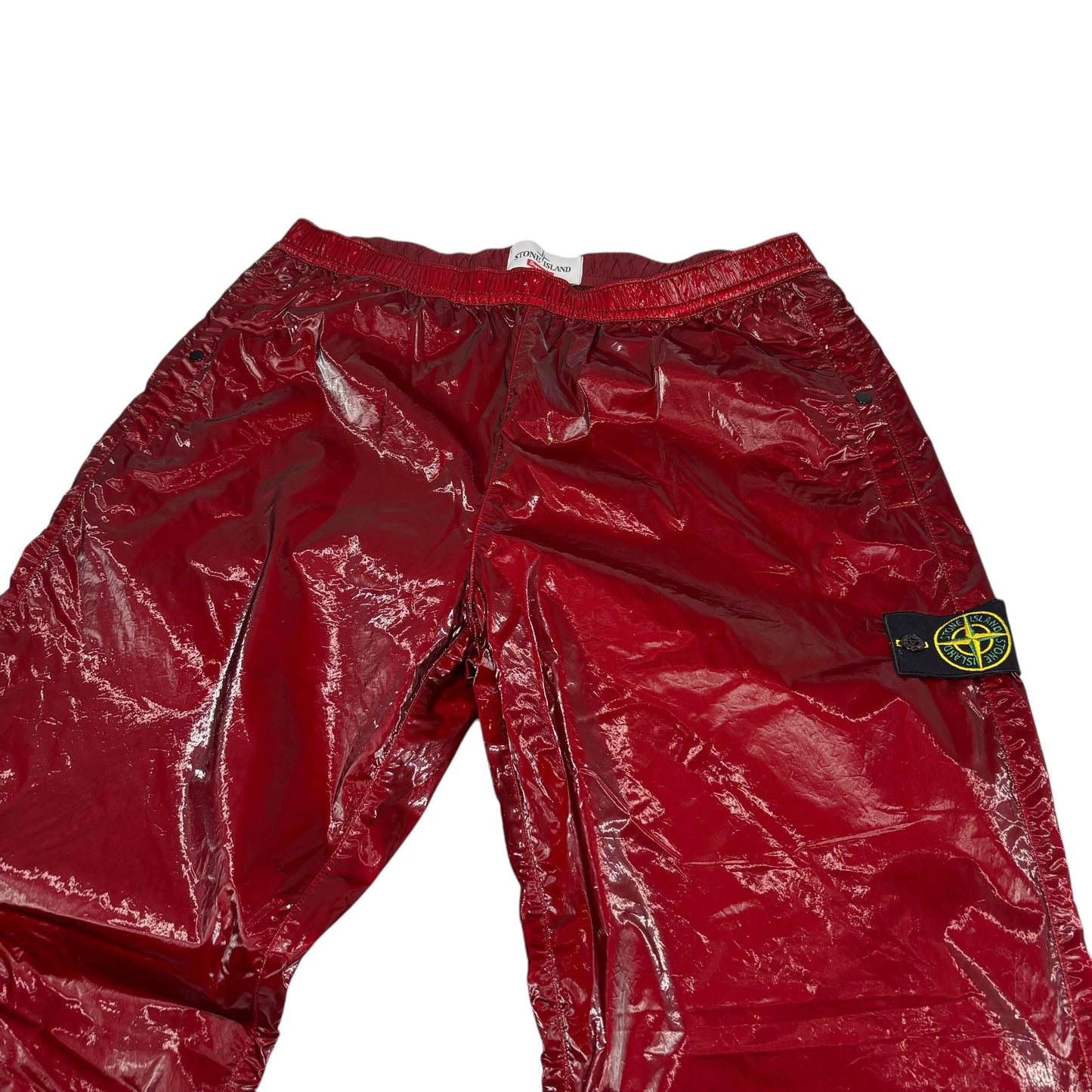 Stone Island x Supreme Burgundy Red Liquid Silk Trousers