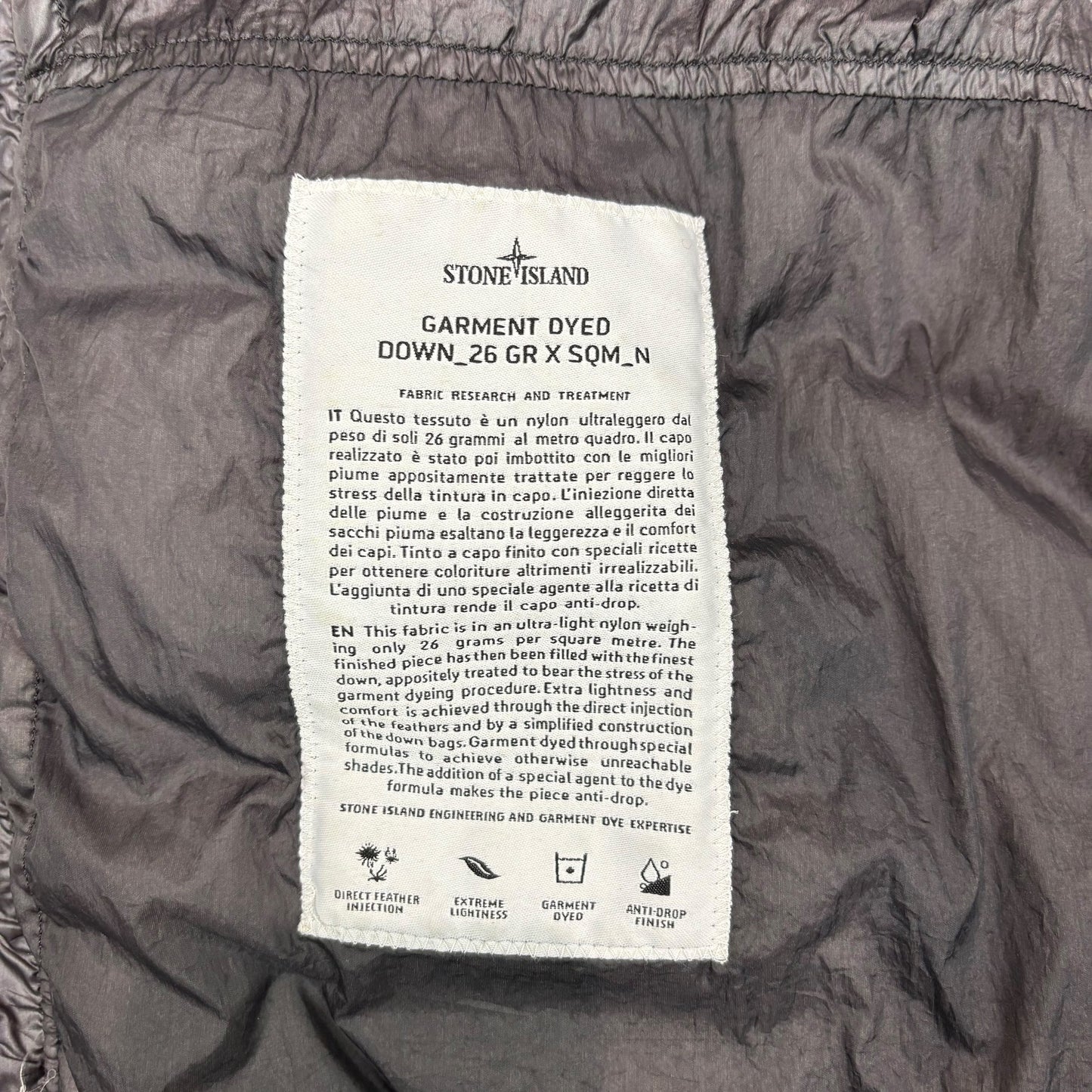 Stone Island Slate Grey Garment Dyed Down_26 GR X SQM_N Jacket