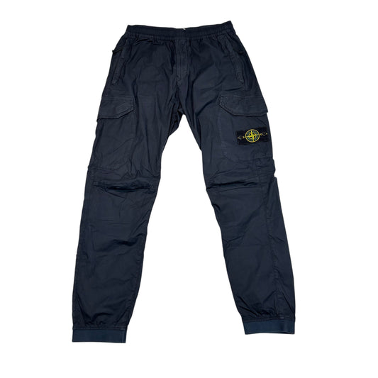 Stone Island Navy Blue Paracadute Compass-Logo Cargo Trousers