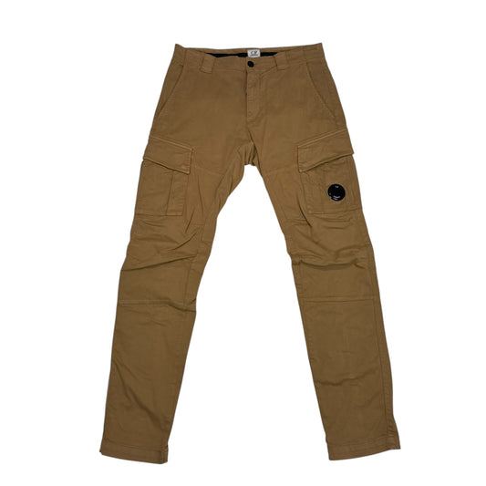 CP Company Caramel Brown Single Goggle Brushed Cotton Cargo Trousers
