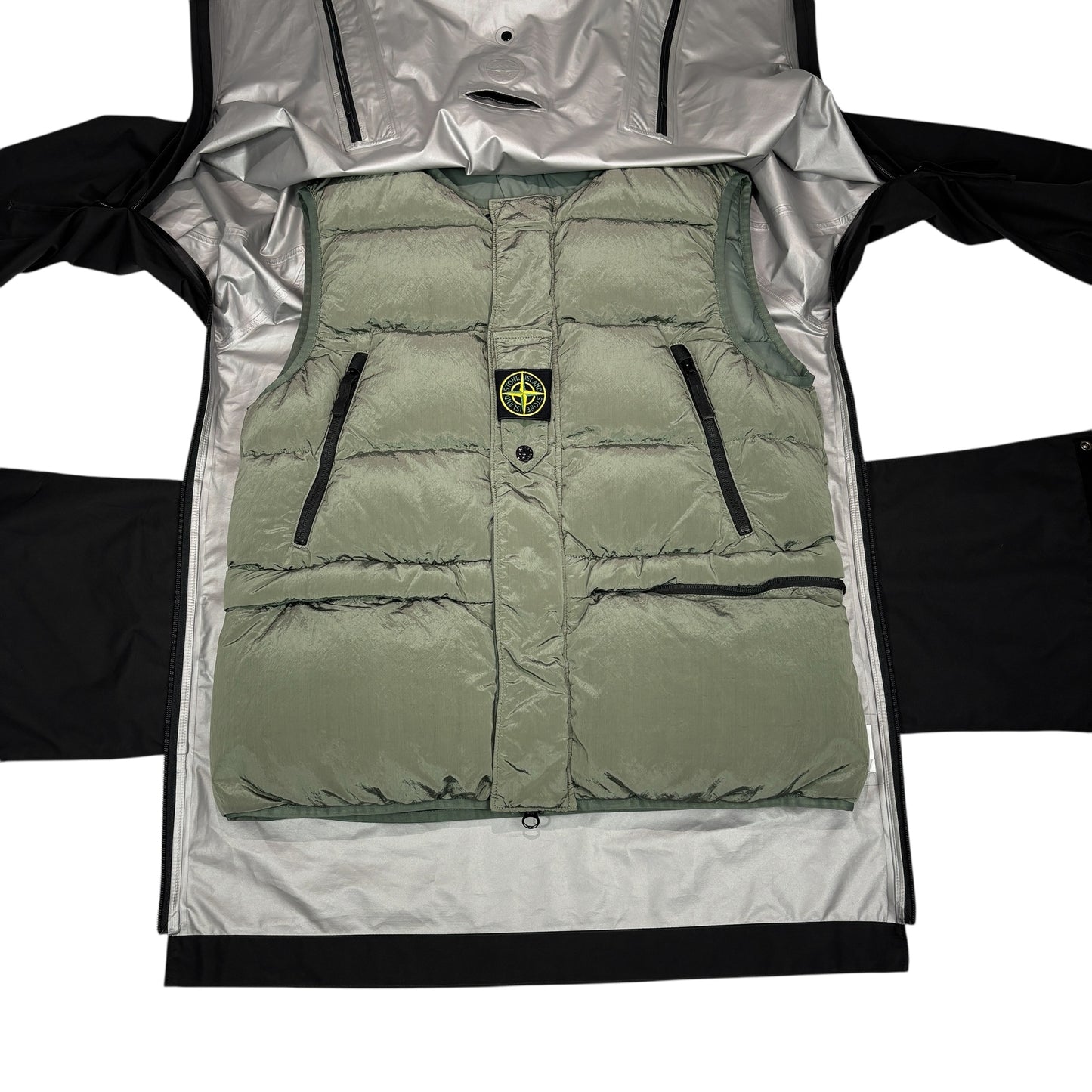 Stone island Black Ripstop Gore-Tex with Paclite Product Technology with Removable Down Gilet Jacket