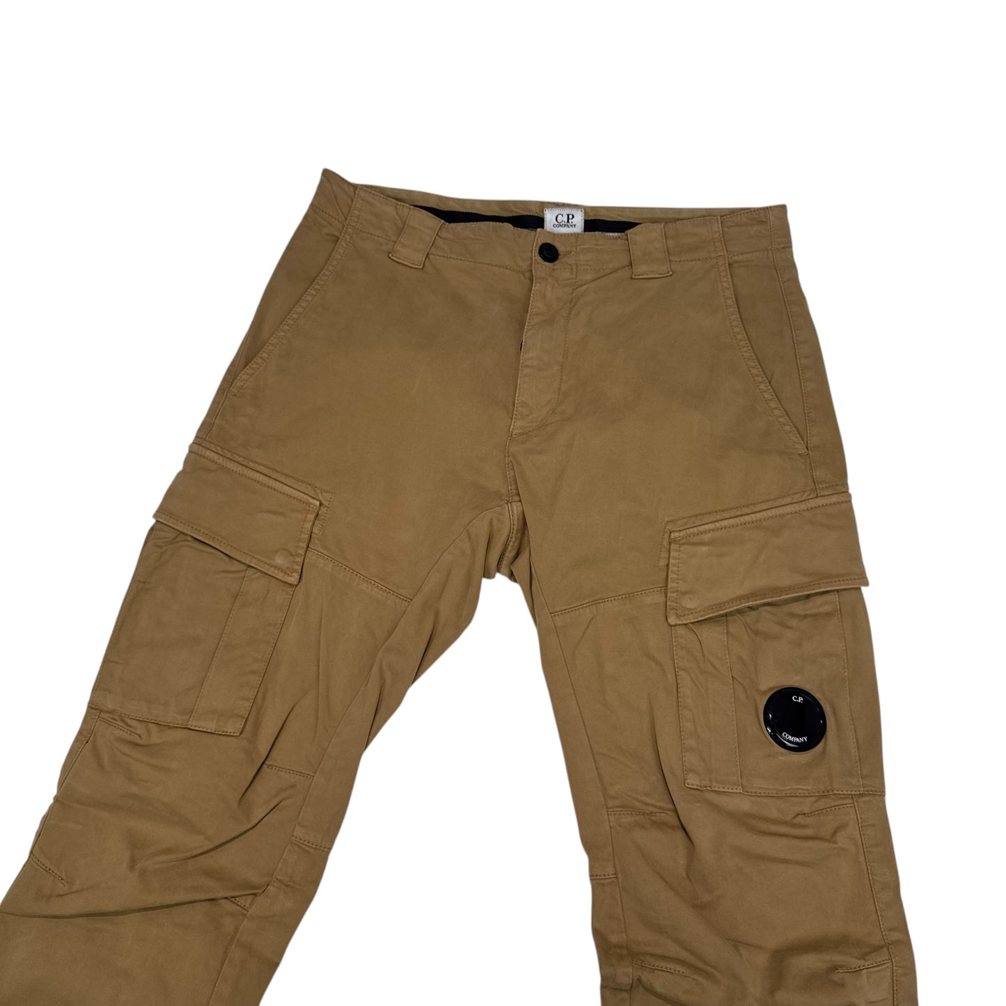 CP Company Caramel Brown Single Goggle Brushed Cotton Cargo Trousers