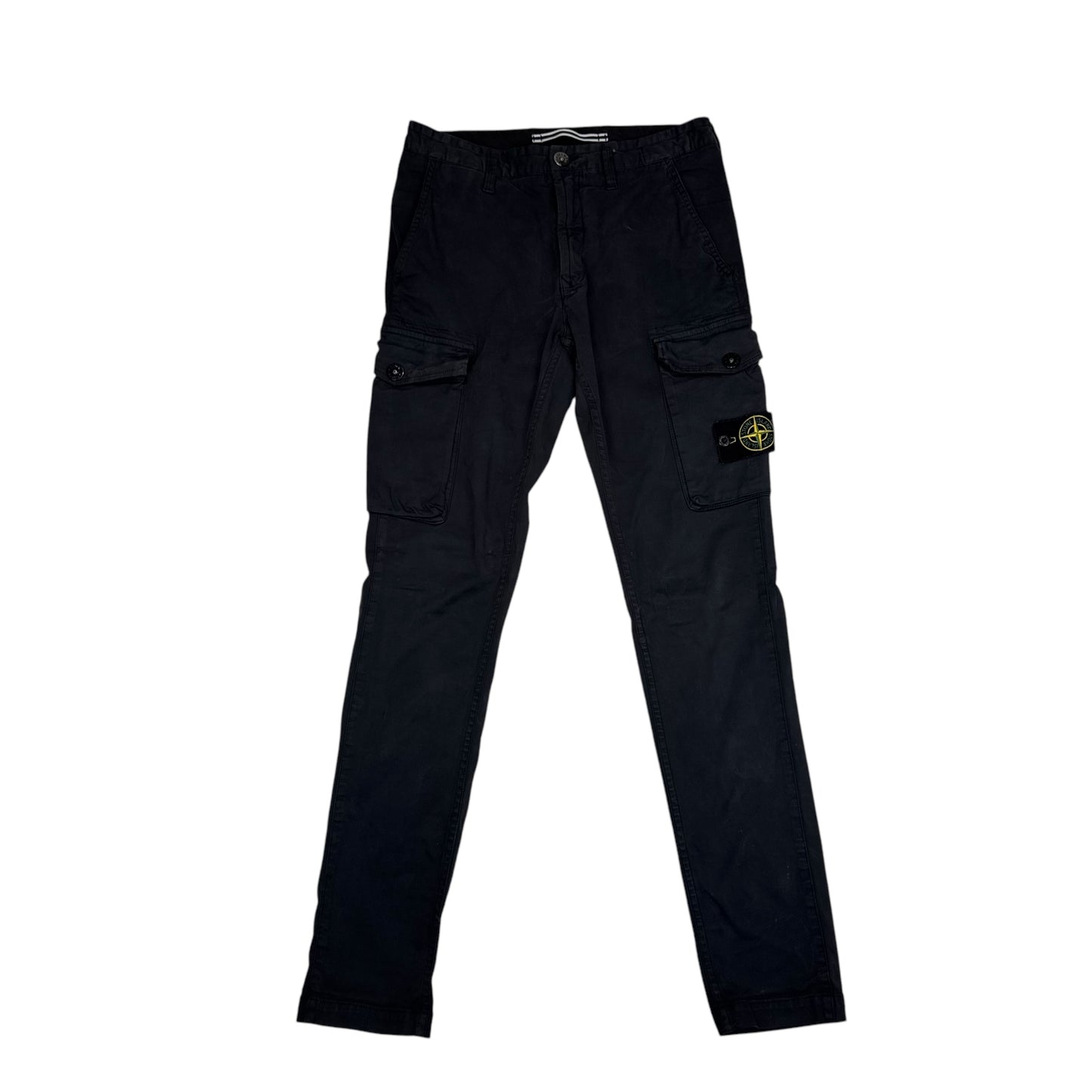Stone Island Black Compass-Patch Brushed Cotton Cargo Trousers