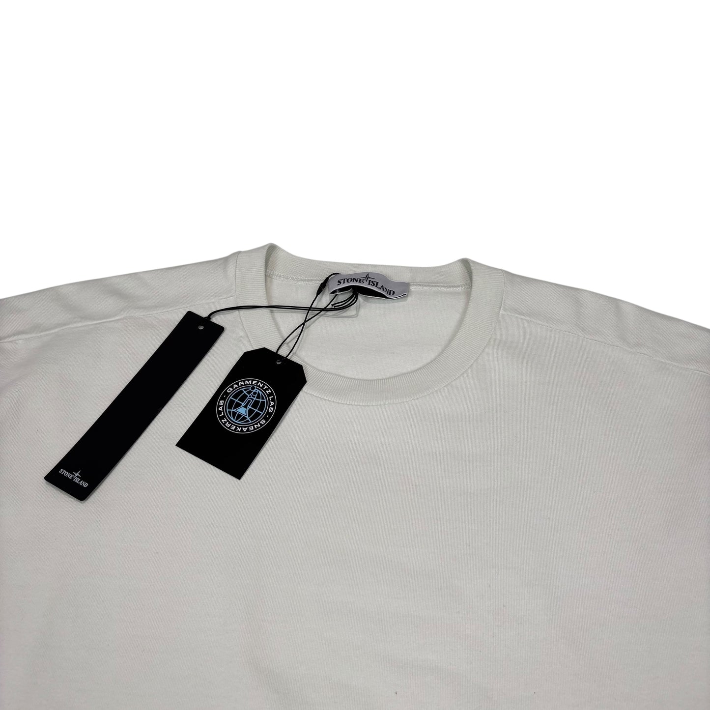 Stone Island White Compass-Patch Crewneck Jumper