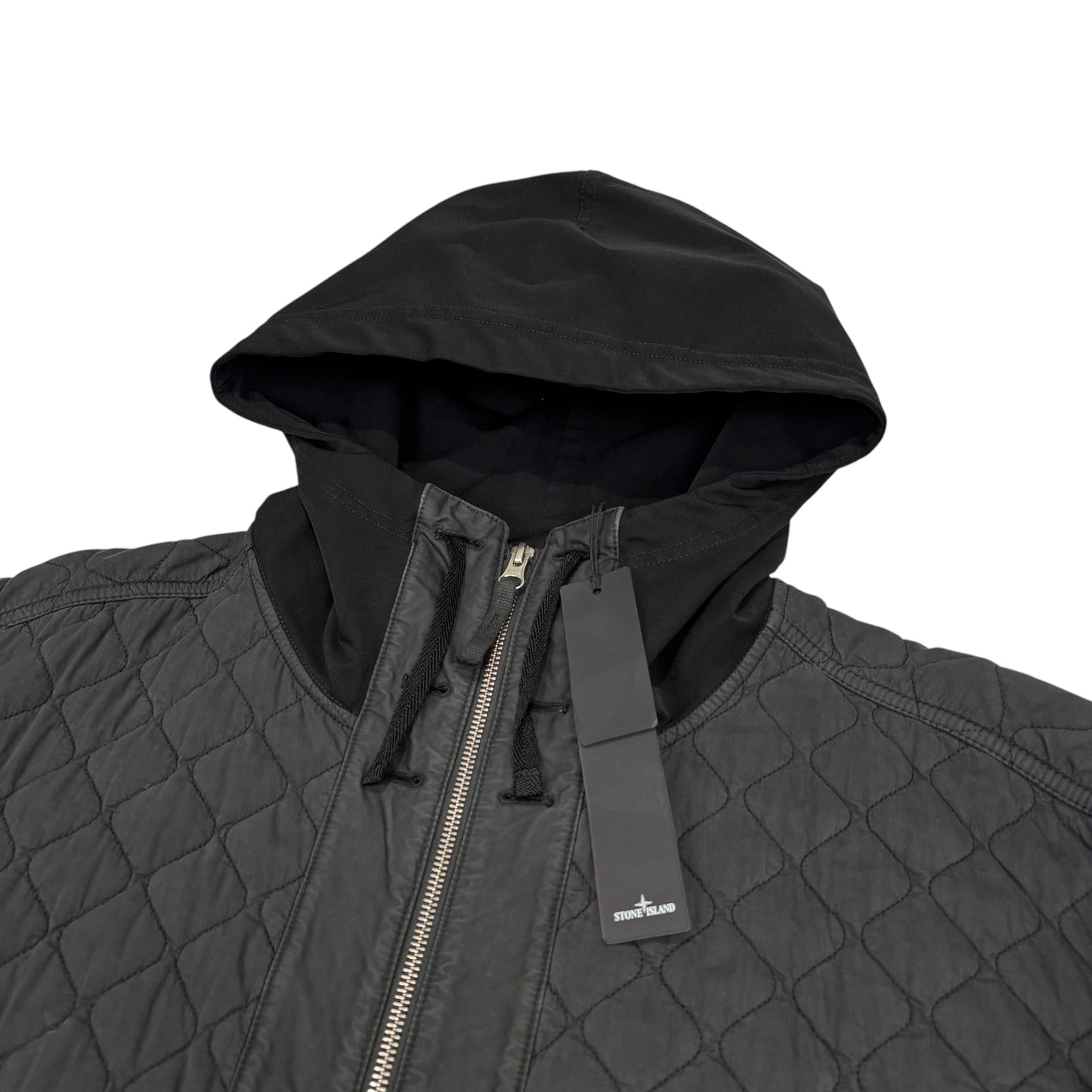 Stone Island Black 50 Fili Quilted-TC Compass Patch Jacket