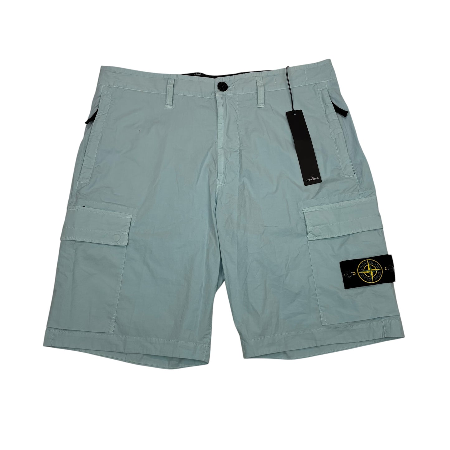 Stone Island Ice Blue Compass-Patch Cargo Shorts