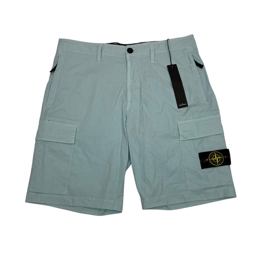 Stone Island Ice Blue Compass-Patch Cargo Shorts