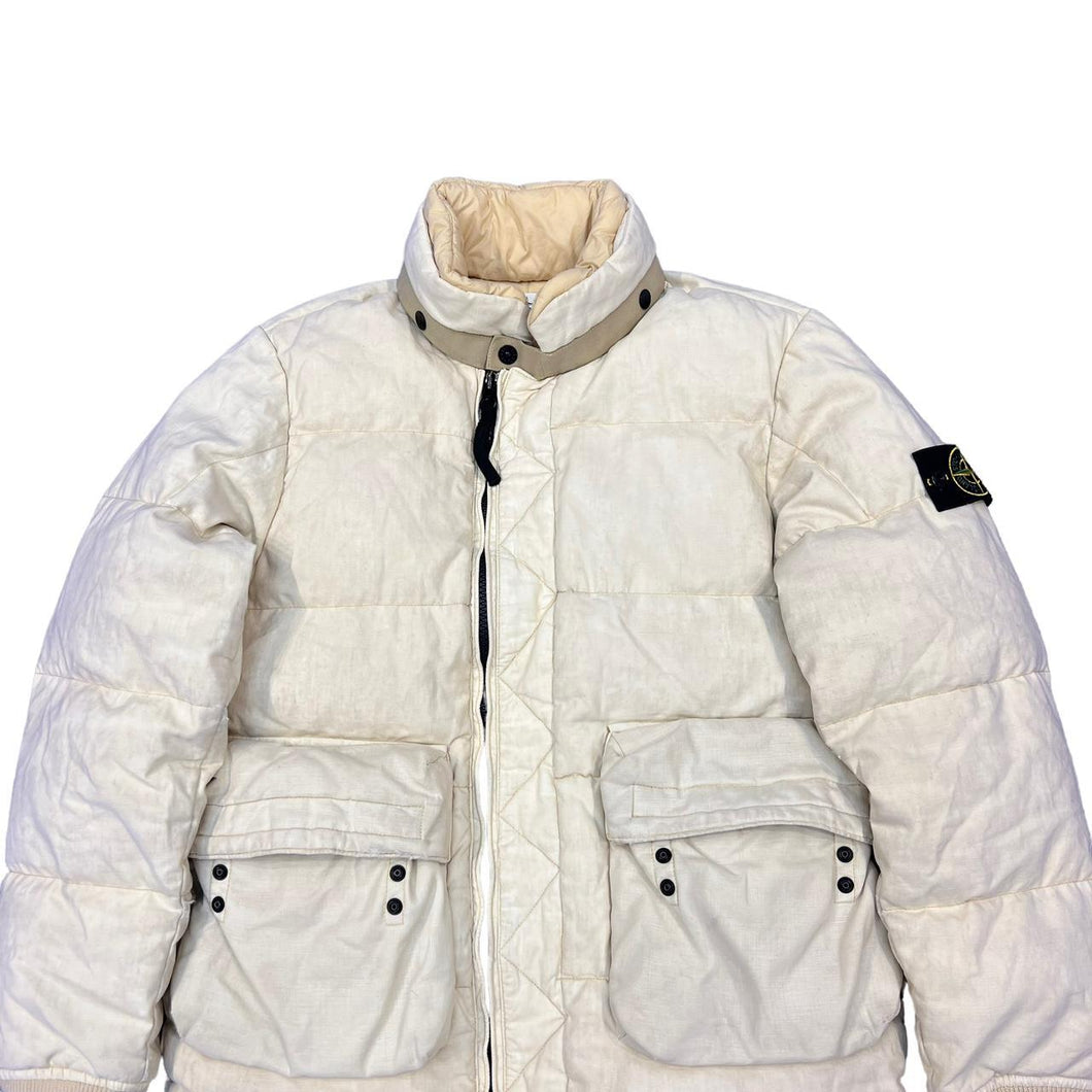 Stone Island Cream Lino Resinato Down-TC Coat