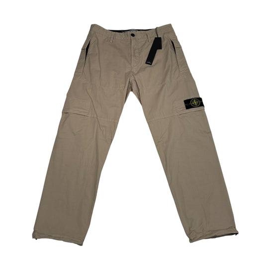 Stone Island Beige Compass-Patch Zip-Pocket Trousers