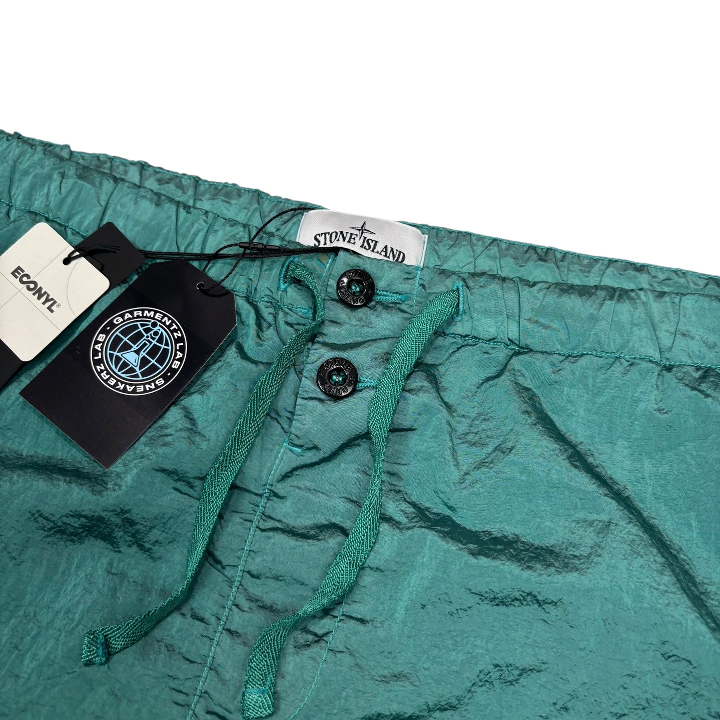 Stone Island Turquoise Nylon Metal Patch Logo Swim Shorts