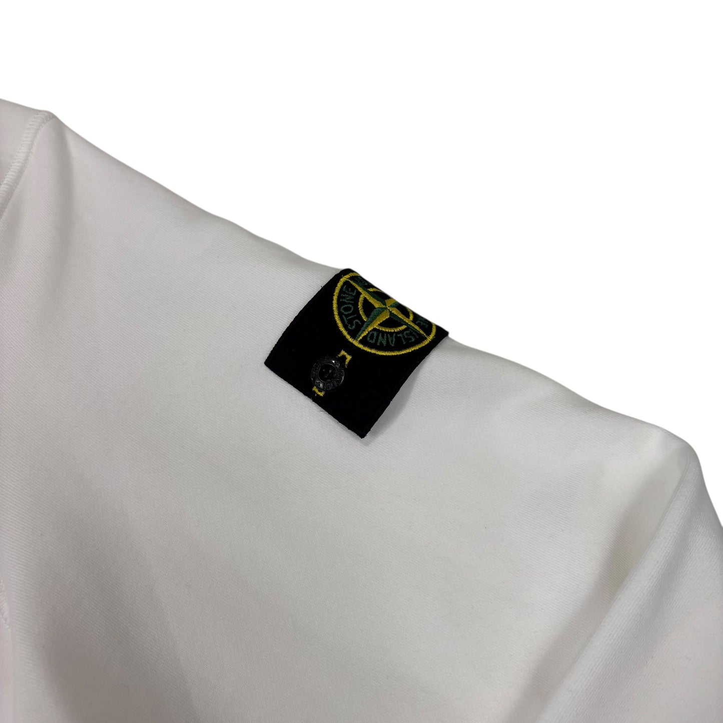 Stone Island White Compass-Patch Crew Neck Jumper