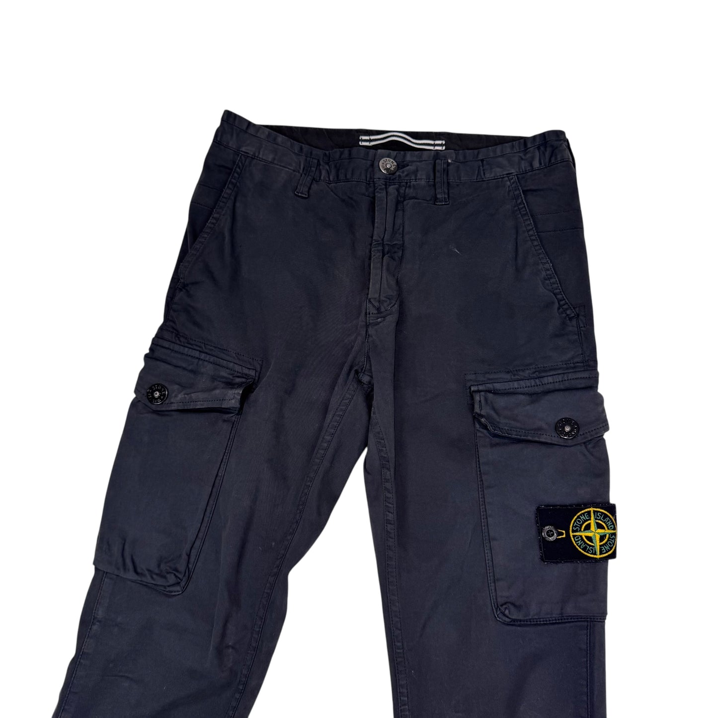 Stone Island Black Compass-Patch Brushed Cotton Cargo Trousers