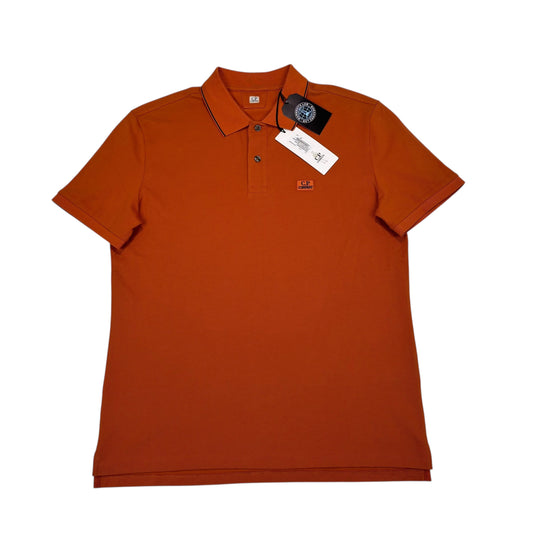 CP Company Bombay Brown Stretch Piquet Box Logo Polo Shirt