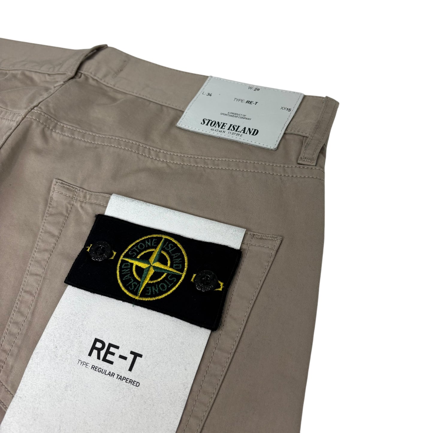 Stone Island Beige Brushed Cotton Type RE-T Compass Patch Jeans