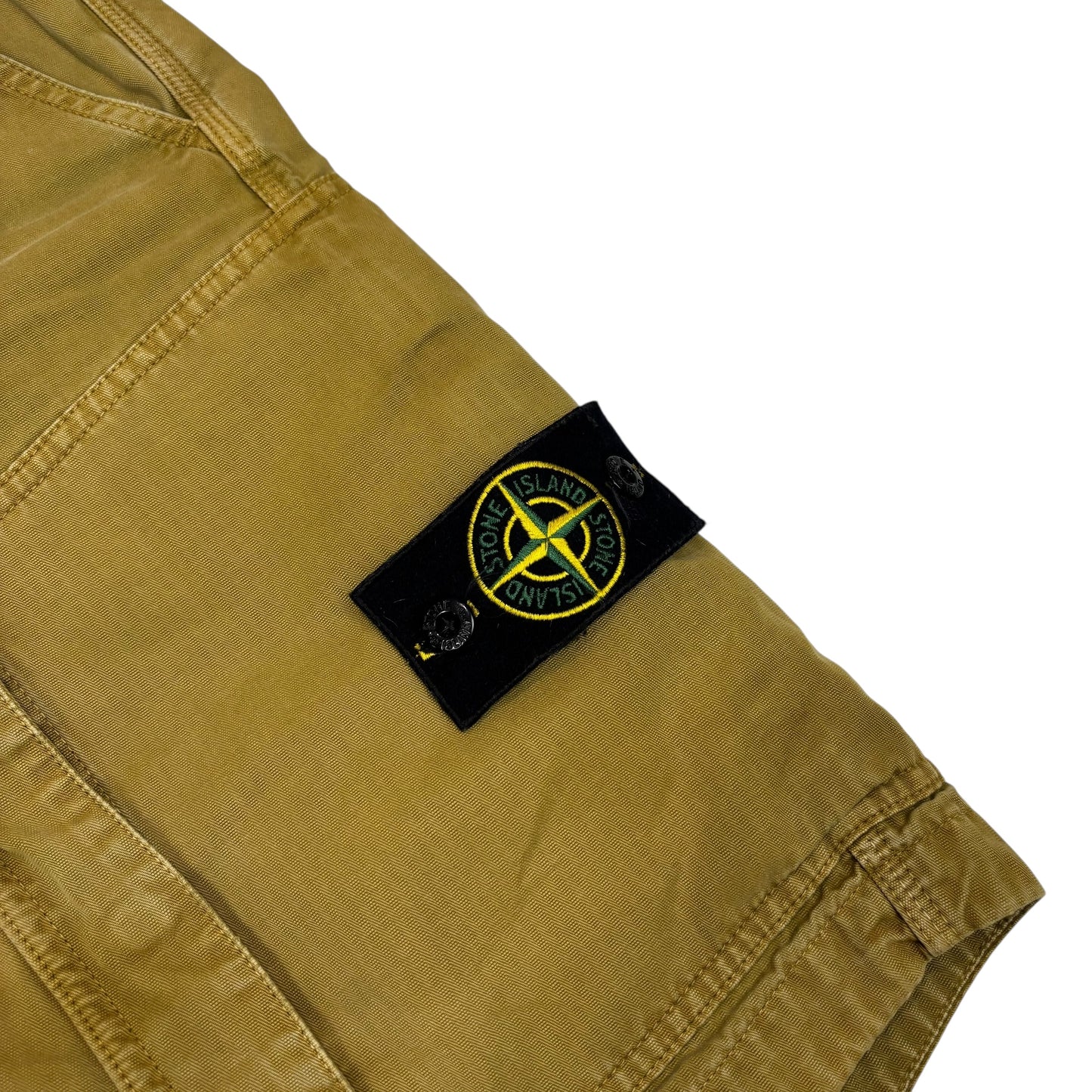 Stone Island Mustard Yellow Compass Patch Cargo Shorts