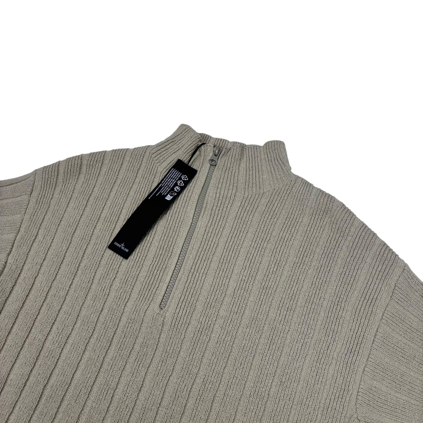 Stone Island Beige Ghost Piece Knitted Quarter Zip Jumper