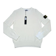 Load image into Gallery viewer, Stone Island White Ribbed Cotton Crew Neck Jumper
