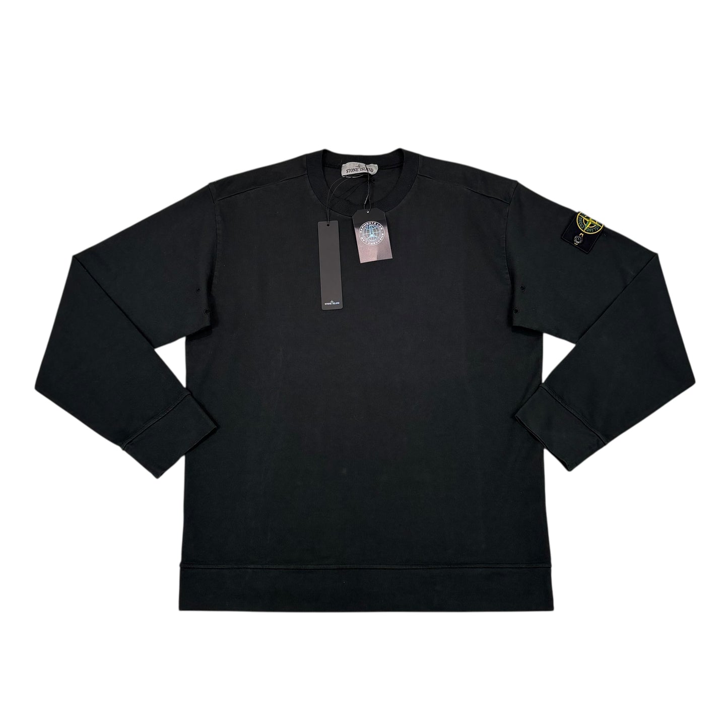 Stone Island Black Compass-Patch Crewneck Jumper