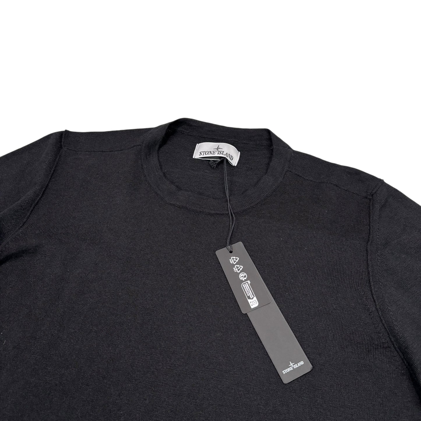 Stone Island Black Cotton Compass-Patch Crewneck Jumper