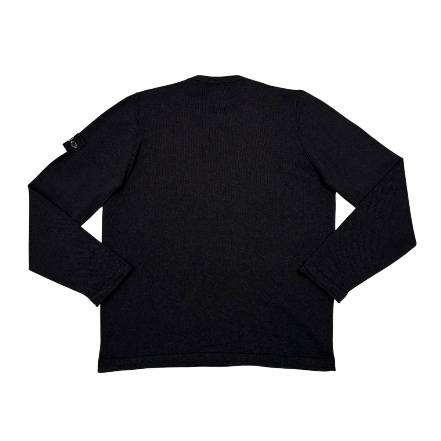 Stone Island Black Cotton Compass-Patch Crewneck Jumper