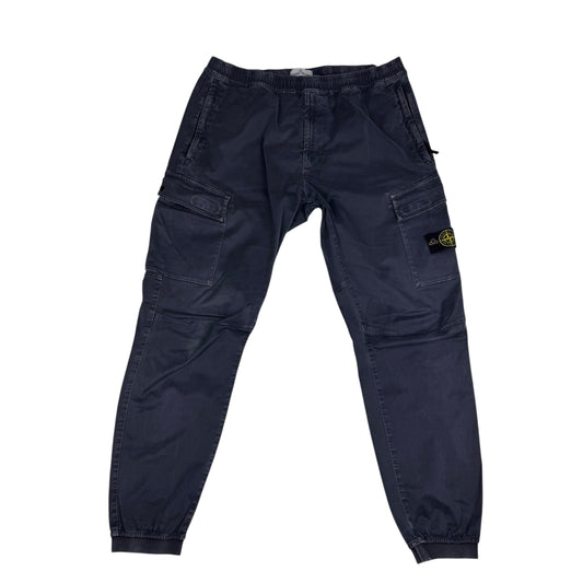 Stone Island Navy Blu Compass-Patch Tapered Cargo Trousers